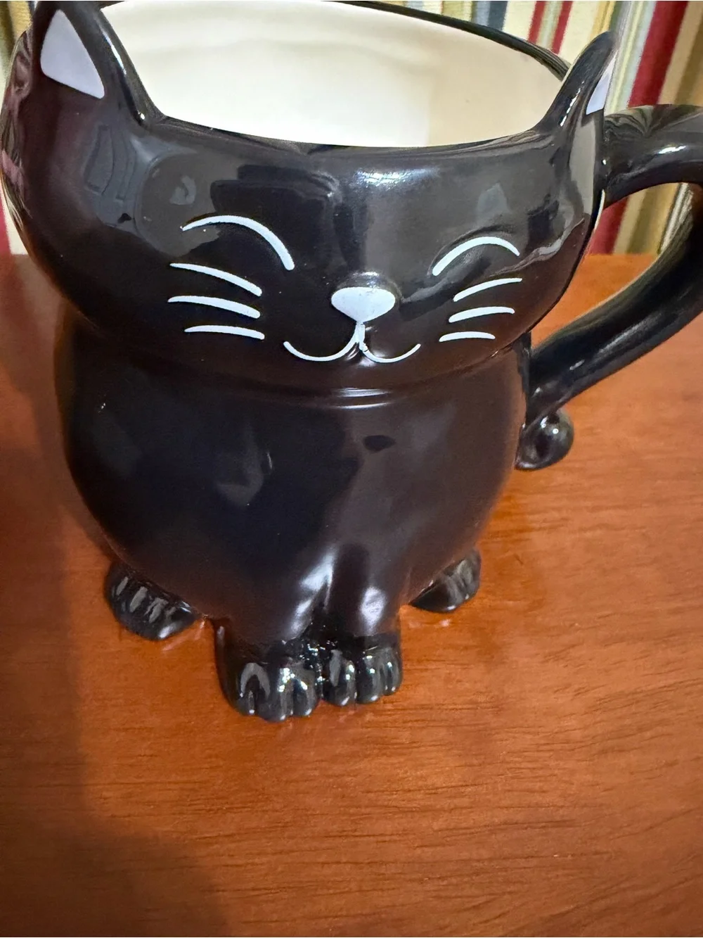 NATURAL LIFE Black Cat Ceramic Pet Bowl with Handle